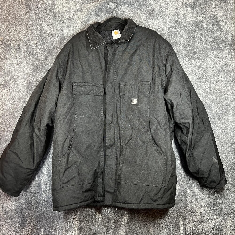 Carhartt Coat Mens 2XL Black Nylon Quilted Insulated Workwear Parka Canvas
